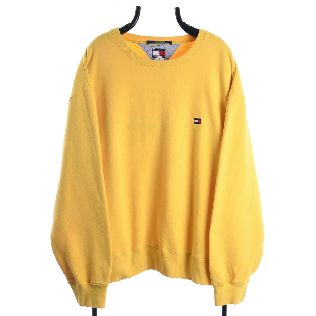 90s Tommy Hilfiger Yellow Embroidered Sweatshirt (XXL)