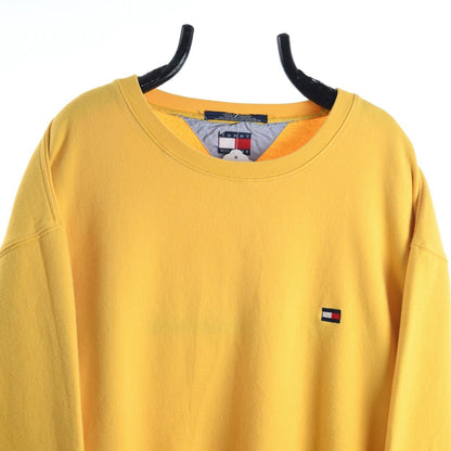 90s Tommy Hilfiger Yellow Embroidered Sweatshirt (XXL)