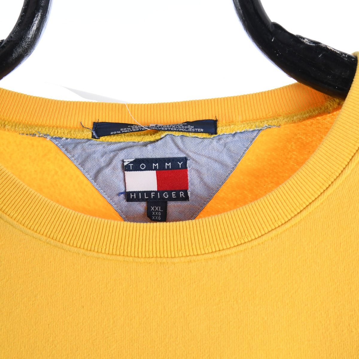 90s Tommy Hilfiger Yellow Embroidered Sweatshirt (XXL)