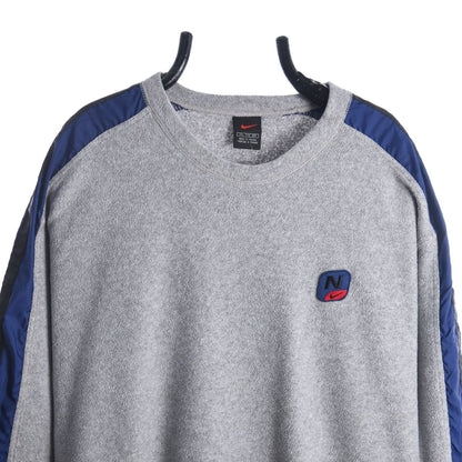 90s Nike Grey Embroidered Fleece Sweatshirt (XXL)