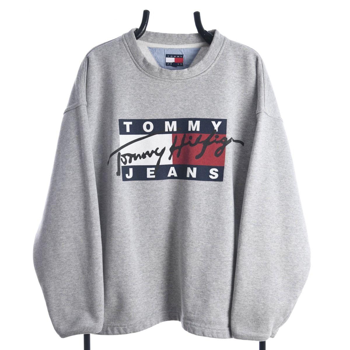 90s Tommy Hilfiger Grey Sweatshirt (L)