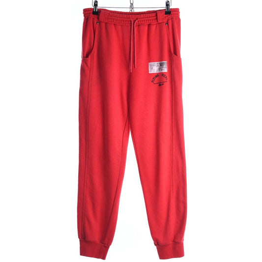 90s Adidas Red Cotton Tracksuit Bottoms (M)