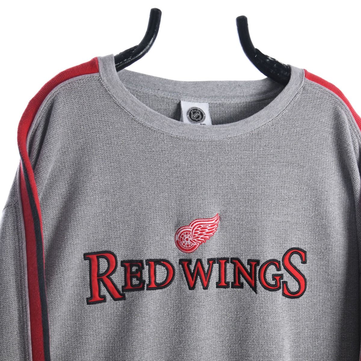 90s NHL Detroit Red Wings Grey Embroidered Sweatshirt (XL)