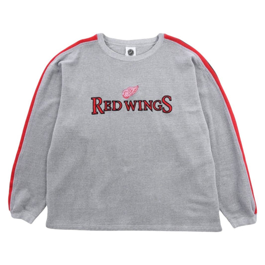 90s NHL Detroit Red Wings Grey Embroidered Sweatshirt (XL)