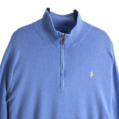 Polo Ralph Lauren Blue Embroidered 1/4 Zip Sweatshirt (XXL)