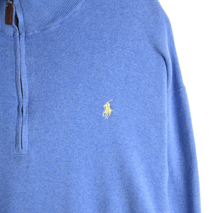 Polo Ralph Lauren Blue Embroidered 1/4 Zip Sweatshirt (XXL)