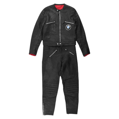 90s BMW Black Leather 2 Piece Mototbike Suit (M)