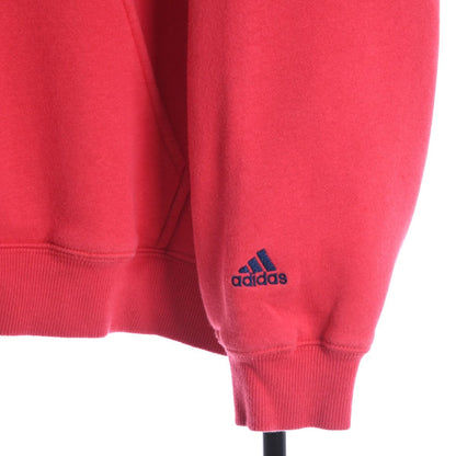 90s Adidas Red Embroidered Hoodie (L)