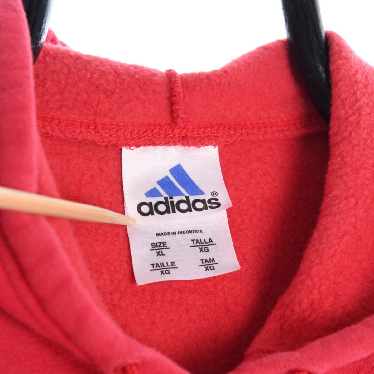 90s Adidas Red Embroidered Hoodie (L)