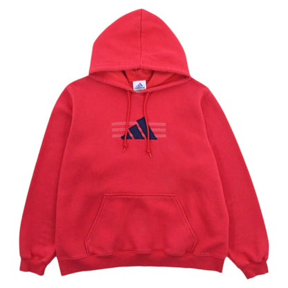 90s Adidas Red Embroidered Hoodie (L)