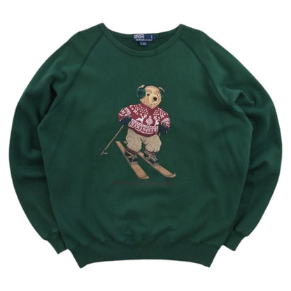 90s Polo Ralph Lauren Bear Green Sweatshirt (XXL)