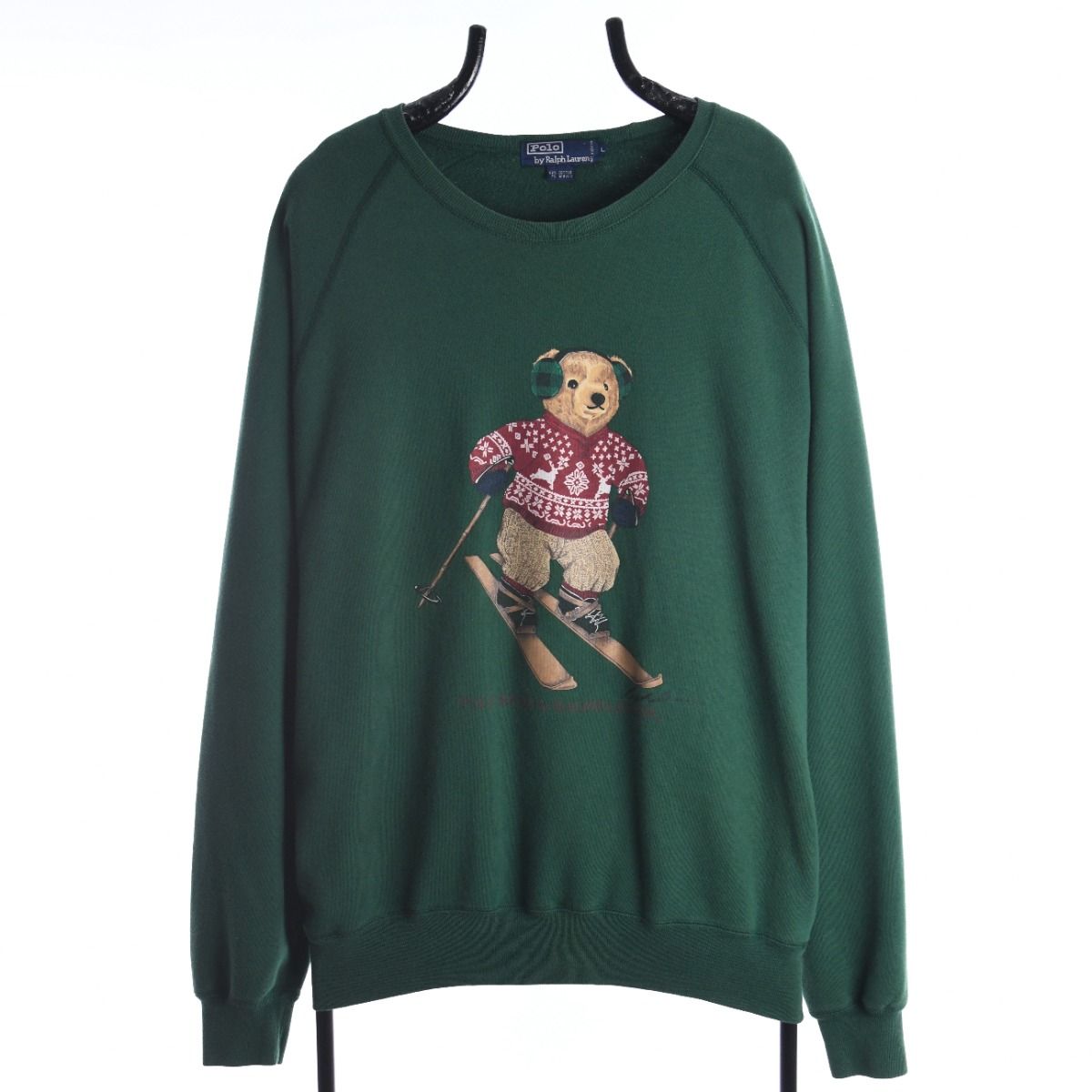 90s Polo Ralph Lauren Bear Green Sweatshirt (XXL)