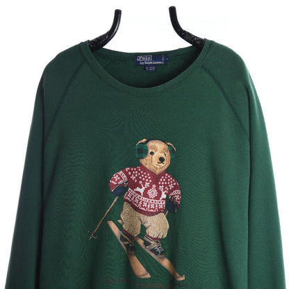 90s Polo Ralph Lauren Bear Green Sweatshirt (XXL)