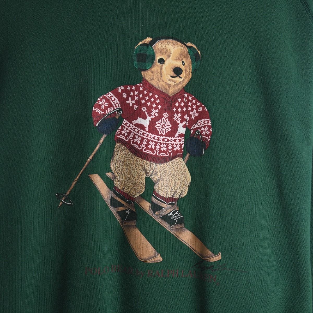 90s Polo Ralph Lauren Bear Green Sweatshirt (XXL)