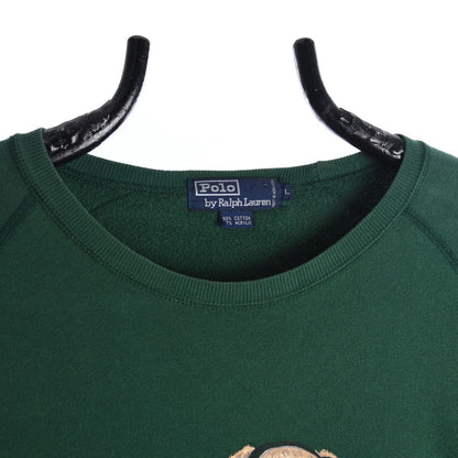 90s Polo Ralph Lauren Bear Green Sweatshirt (XXL)