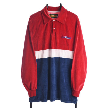 90s Hardwear Velour Red/Navy Rugby Shirt (L)