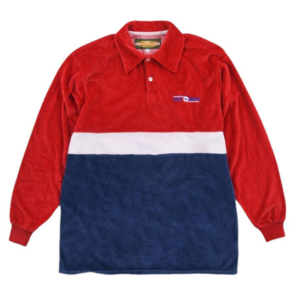 90s Hardwear Velour Red/Navy Rugby Shirt (L)