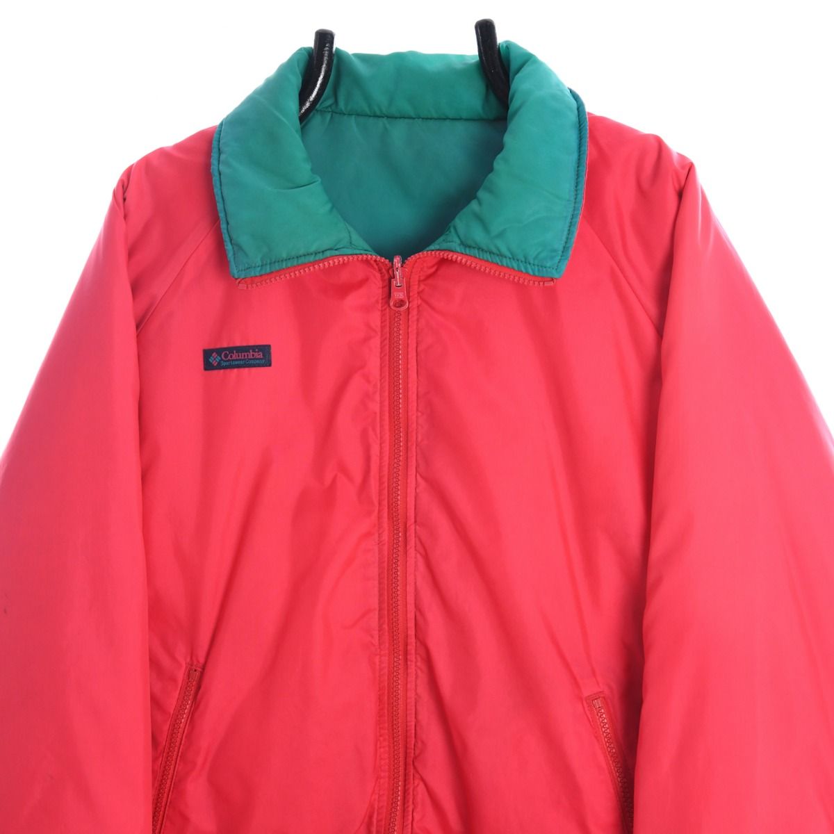 90s Columbia Green/Pink Puffer Reversible Jacket (L)