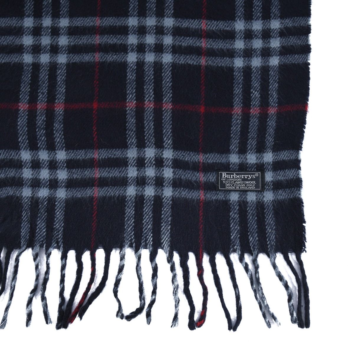 90s Burberrys Navy Novacheck Lambswool Thin Scarf