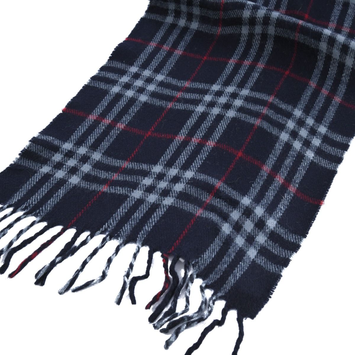 90s Burberrys Navy Novacheck Lambswool Thin Scarf