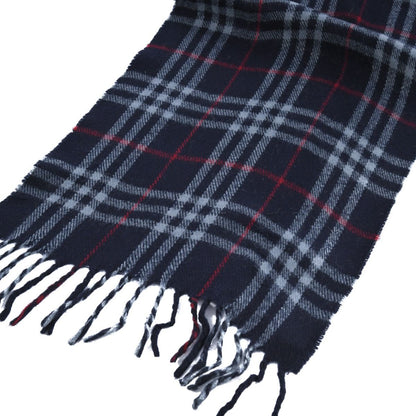 90s Burberrys Navy Novacheck Lambswool Thin Scarf