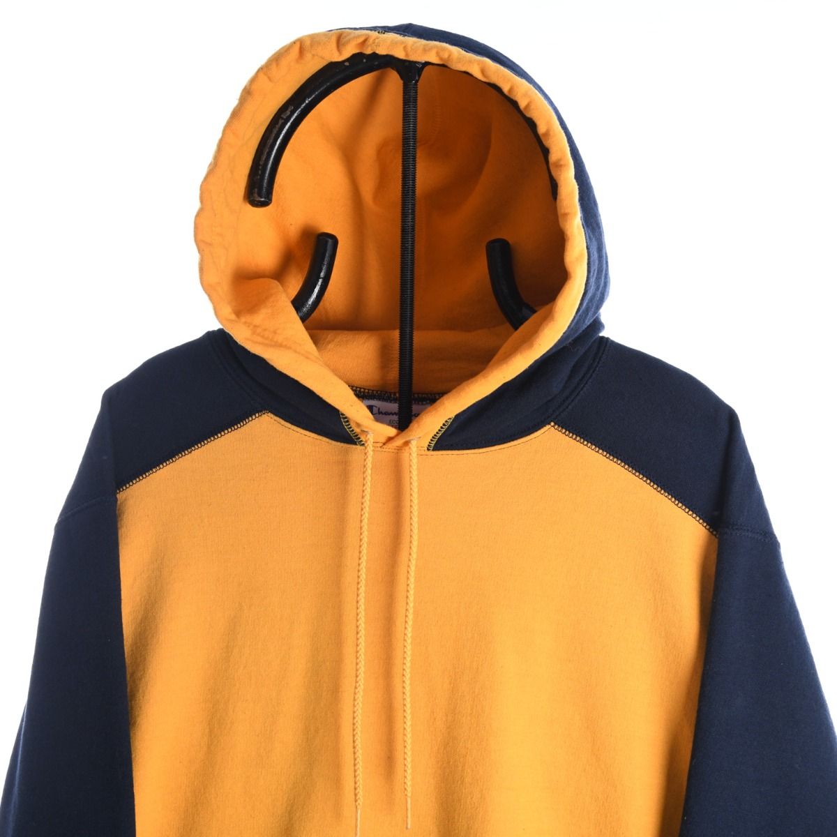 00s Champion Yellow/Navy Embroidered Hoodie (S)