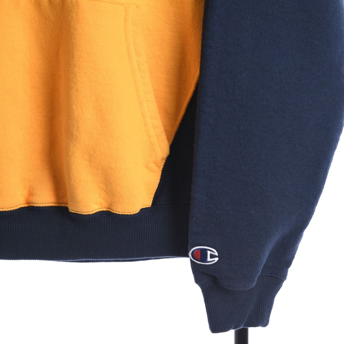 00s Champion Yellow/Navy Embroidered Hoodie (S)