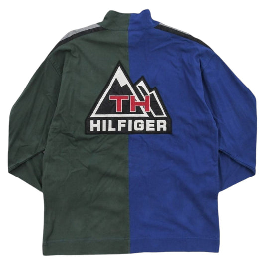 90s Tommy Hilfiger Outdoors Green/Blue Thin 1/4 Zip Sweatshirt (XL)