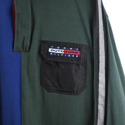 90s Tommy Hilfiger Outdoors Green/Blue Thin 1/4 Zip Sweatshirt (XL)