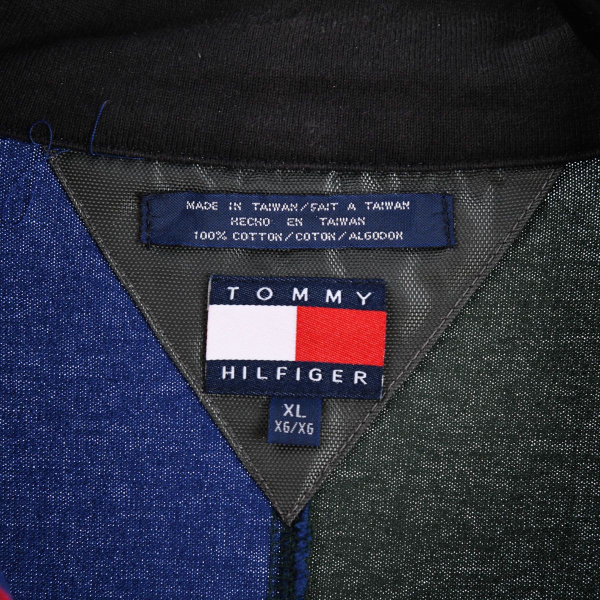 90s Tommy Hilfiger Outdoors Green/Blue Thin 1/4 Zip Sweatshirt (XL)