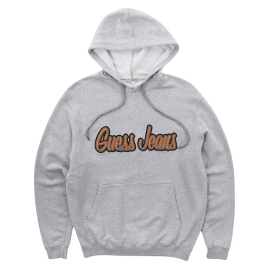 00s Guess Jeans Grey Embroidered Hoodie (M)