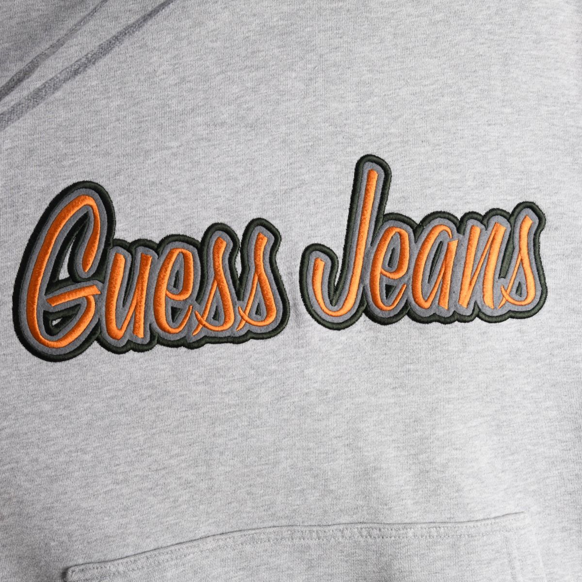 00s Guess Jeans Grey Embroidered Hoodie (M)