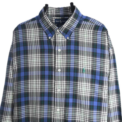 00s Polo Ralph Lauren Blue Checked Shirt (XXL)