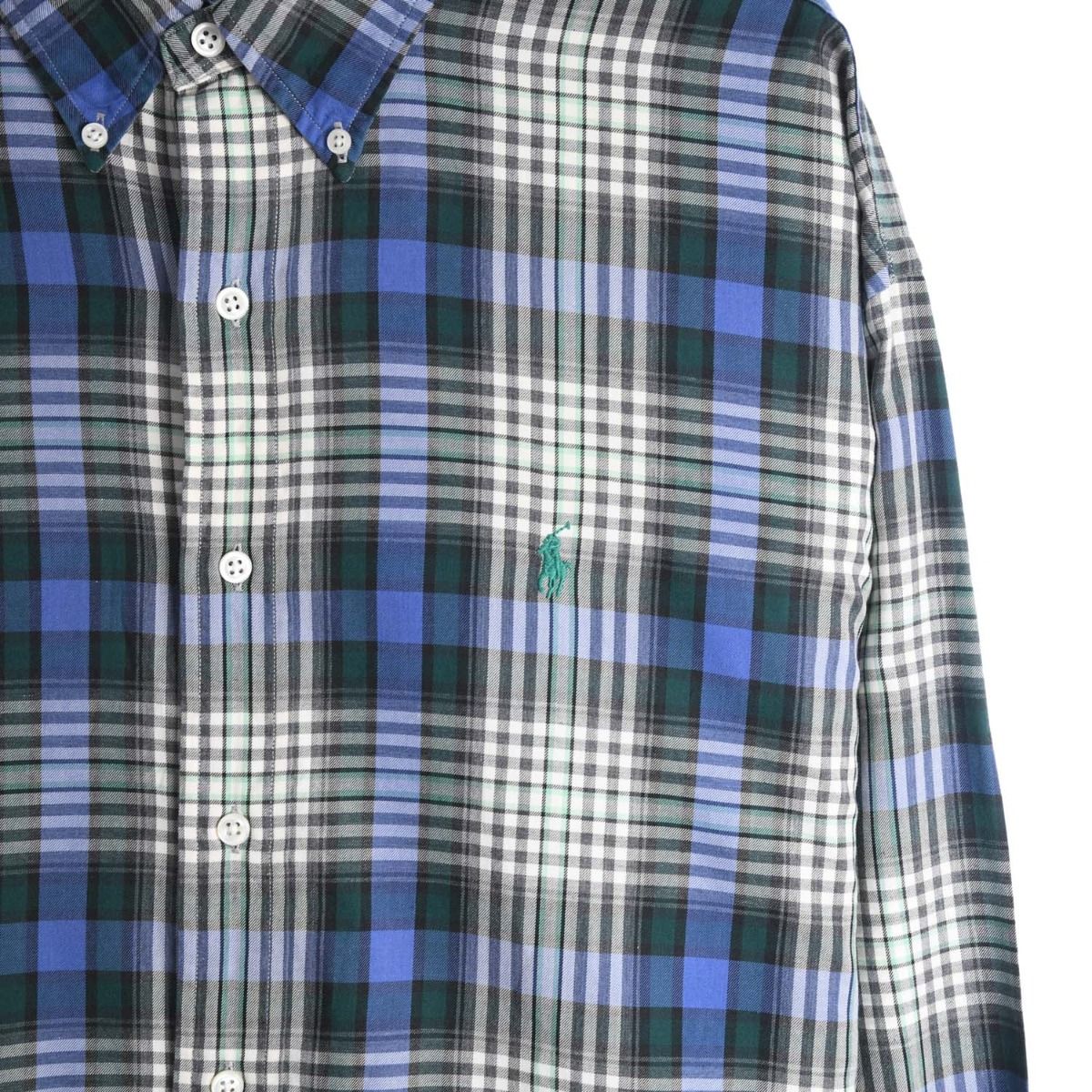 00s Polo Ralph Lauren Blue Checked Shirt (XXL)