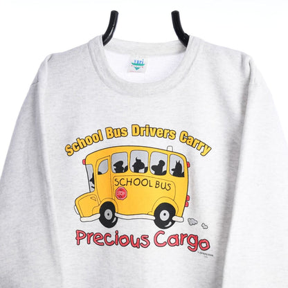 90s School Bus White Grey Sweatshirt (S)