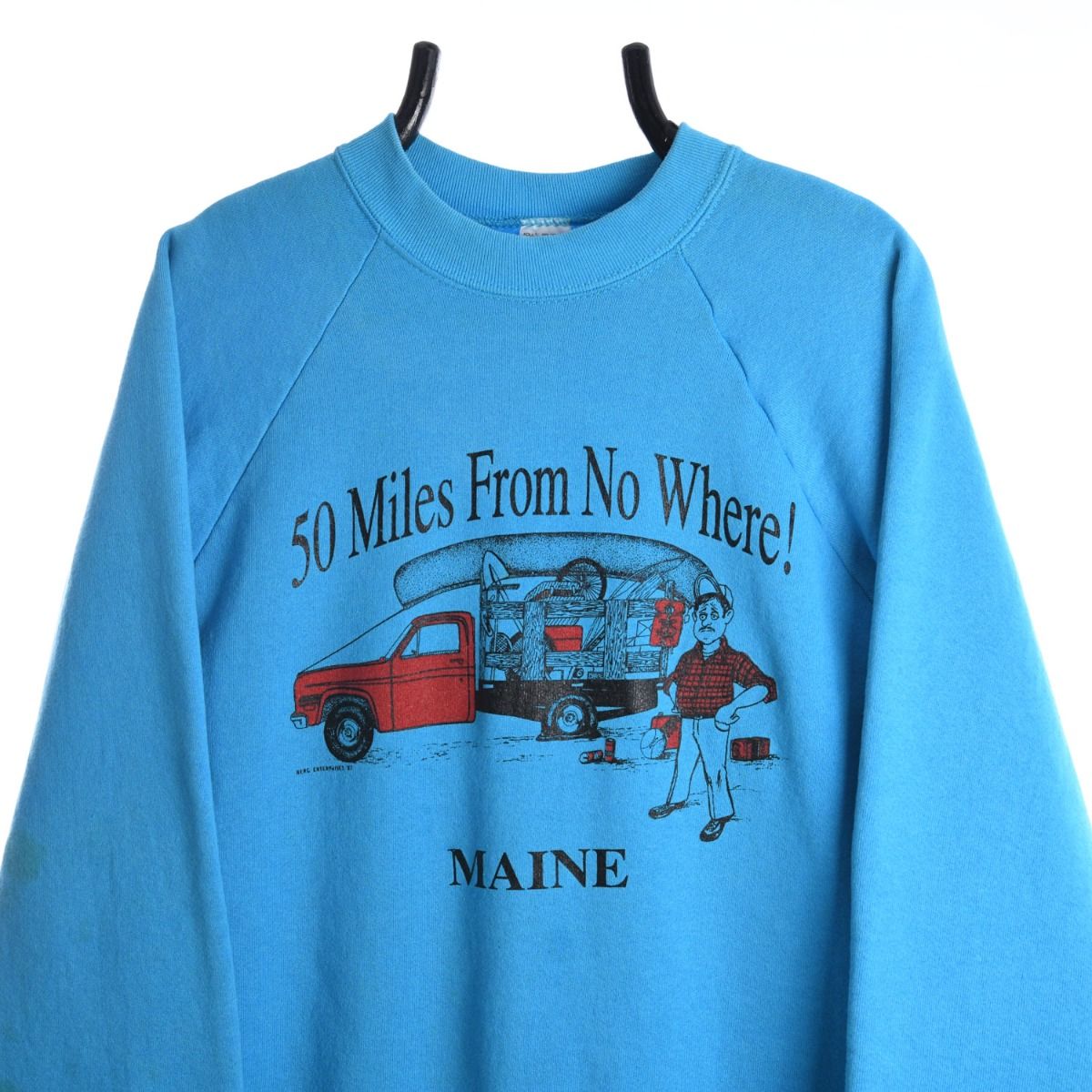 90s Maine "50 Miles From No Where" Blue Sweatshirt (M)