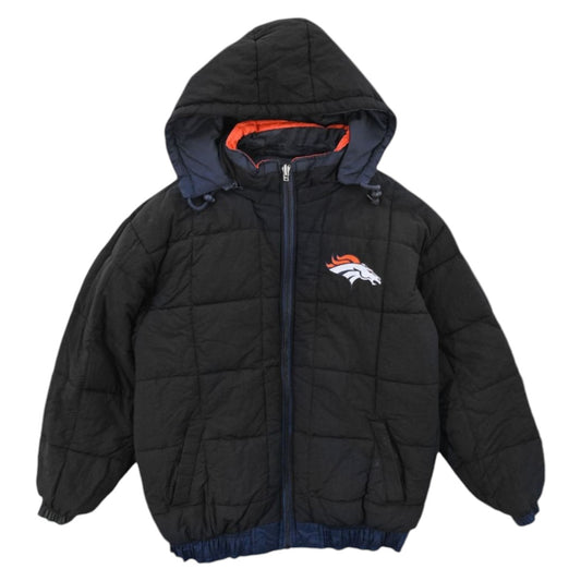 00s Denver Broncos X Starter Black/Navy Puffer Reversible Jacket (XL)