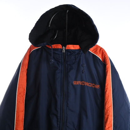 00s Denver Broncos X Starter Black/Navy Puffer Reversible Jacket (XL)