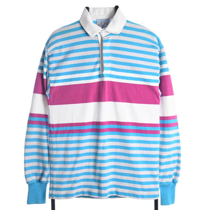 90s Lands End Blue Striped Rugby Shirt (S)