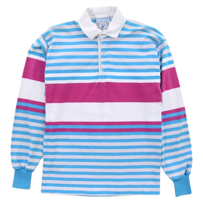 90s Lands End Blue Striped Rugby Shirt (S)