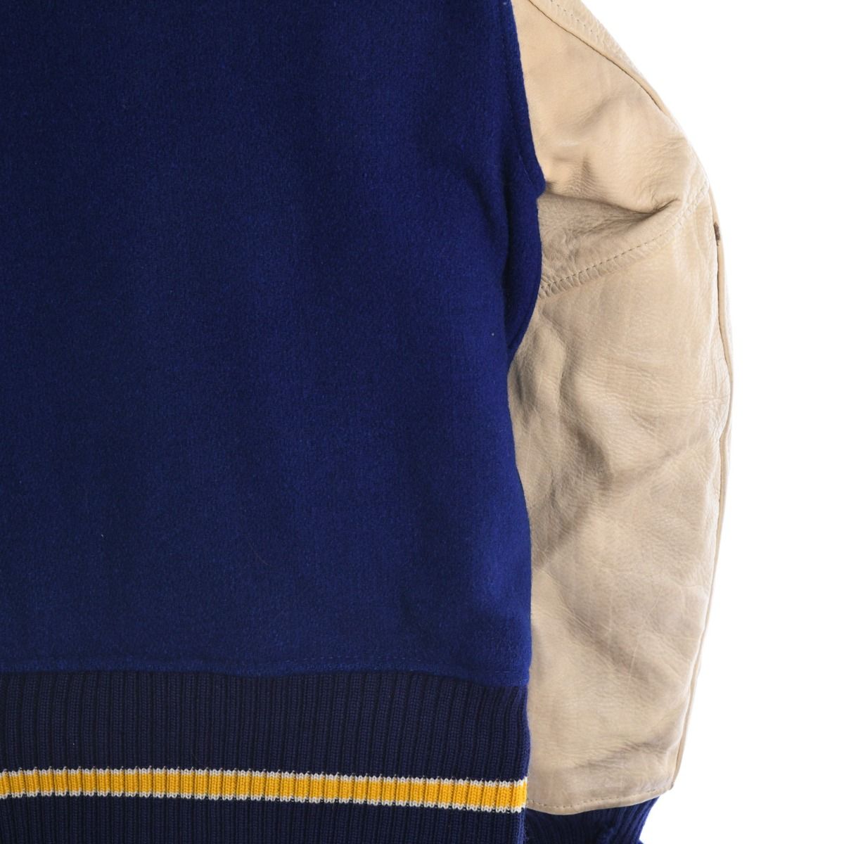 80s Navy Wool/Leather Varsity Jacket (S)