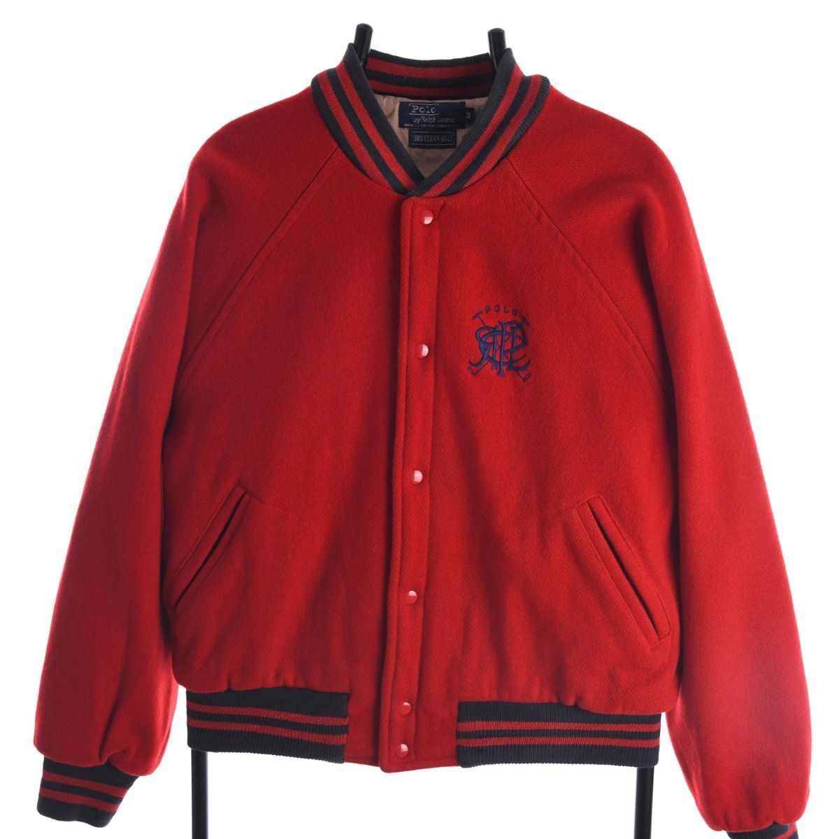 80s Polo Ralph Lauren Red Wool Varsity Jacket (S)