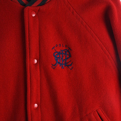 80s Polo Ralph Lauren Red Wool Varsity Jacket (S)