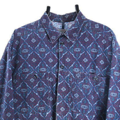 90s Benetton Blue Patterned Thick Shirt (M)