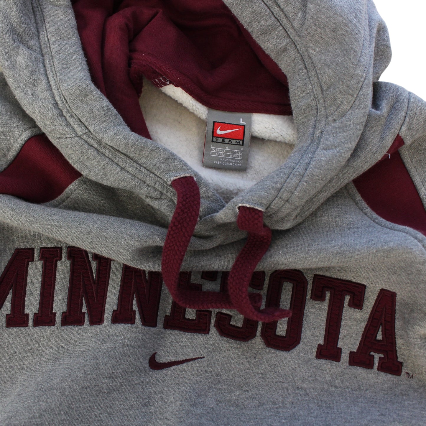 90s Nike Minnesota Uni. Grey Embroidered Hoodie (XL)