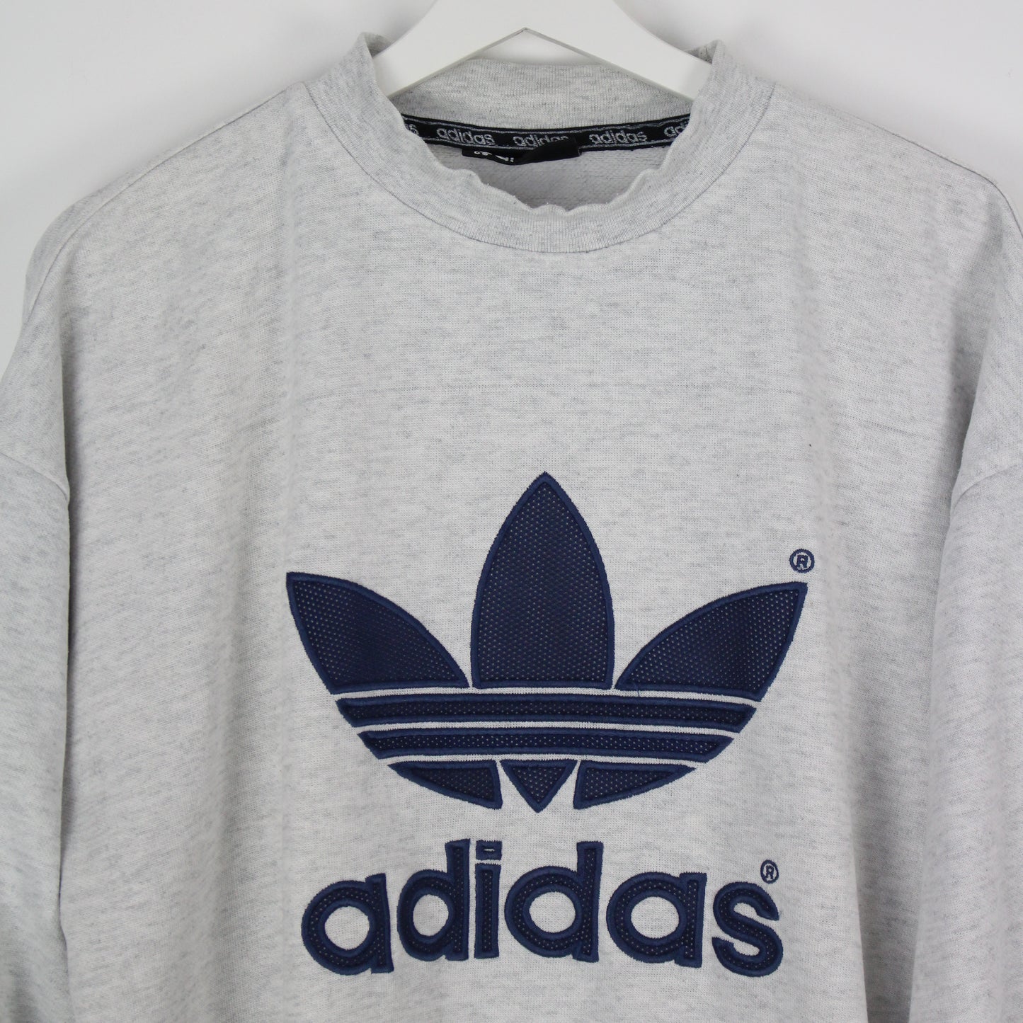 90s Adidas Grey Embroidered Sweatshirt (S)