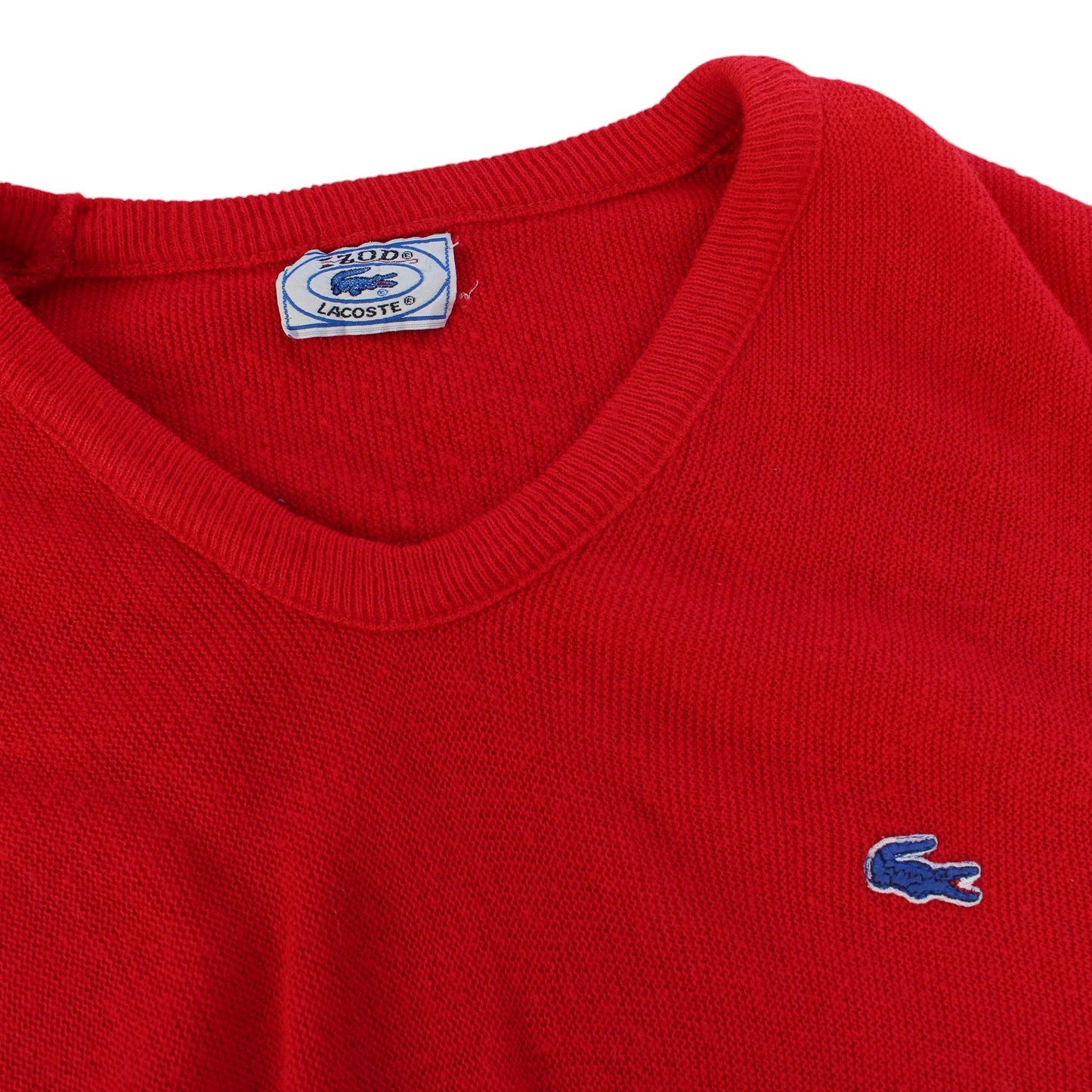 80s Izod Lacoste Red Knit Jumper (M)