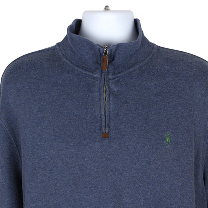 00s Polo Ralph Lauren Blue Embroidered 1/4 Zip Sweatshirt (XXL)