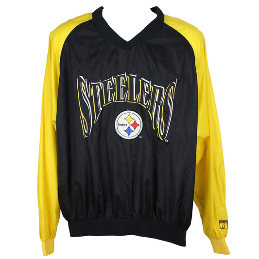 90s Pittsburgh Steelers Logo 7 Black Light Pullover Jacket (XL)