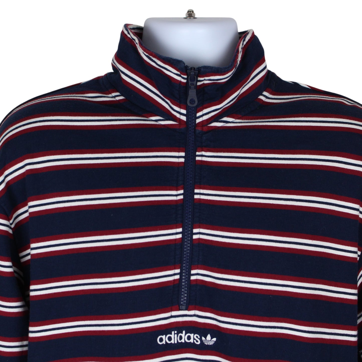 Adidas Navy Striped 1/4 Zip Sweatshirt (L)